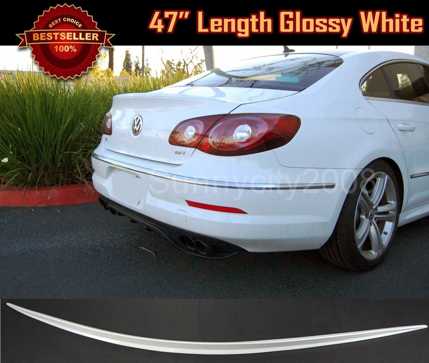 47″ Universal Glossy White Rear Trunk Deck Lip Spoiler Wing For Toyota Scion