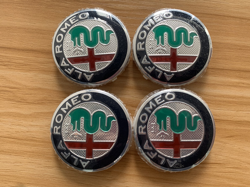 4x 60mm Alfa Romeo Alloy Wheel Centre Cap Silver Set Decal Emblem Badge Logo