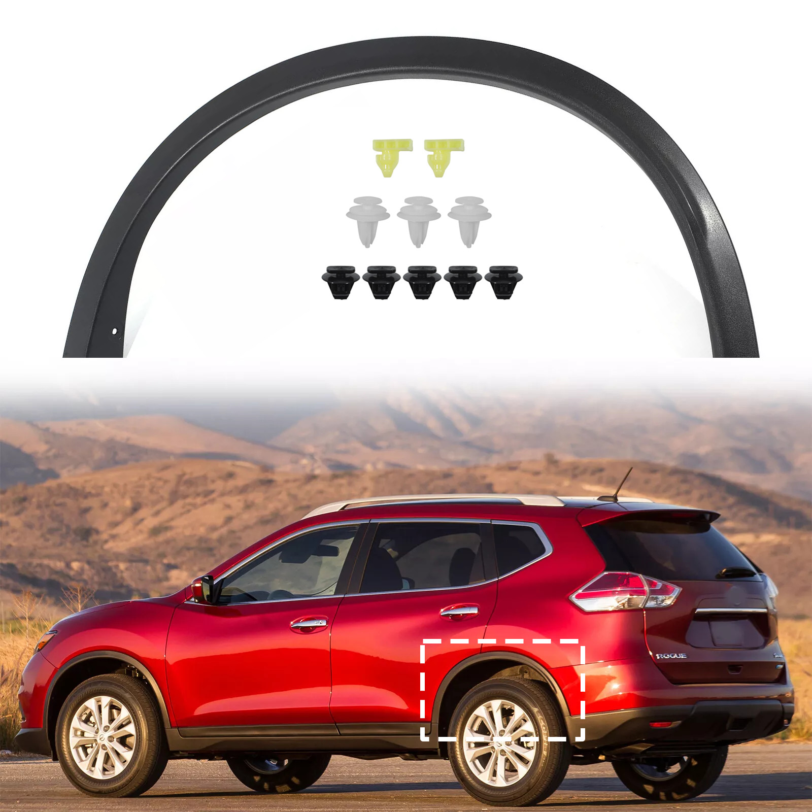 For 2014-2020 Nissan Rogue Rear Fender Flare Molding Trim Left Side Wheel Arch