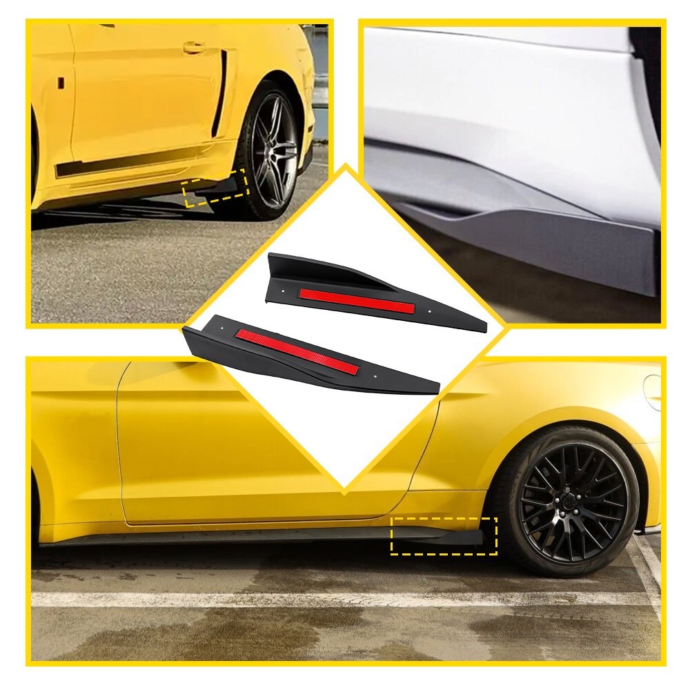 Side Skirt Rocker Panel Spoiler Diffuser 2PCS Black Fit Ford Mustang Roush 2-6X