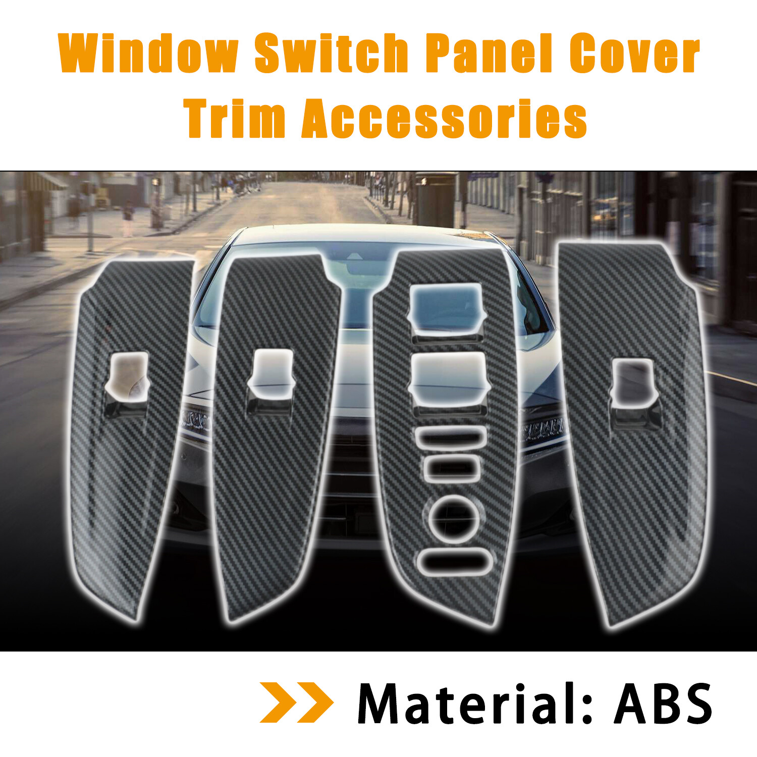 Carbon Fiber Texture Window Switch Panel Trim Cover for 18-21 Honda Accord