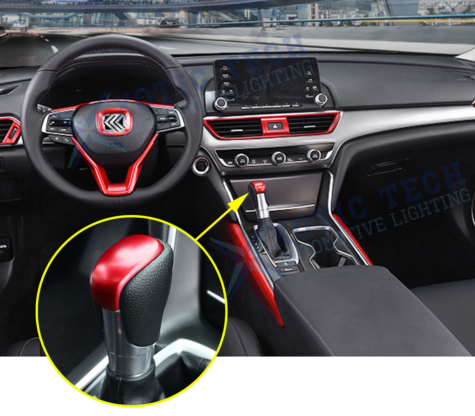 Sporty Red Gear Shift Lever Head Knob Cover Trim For Honda Accord 2018 2019-2023