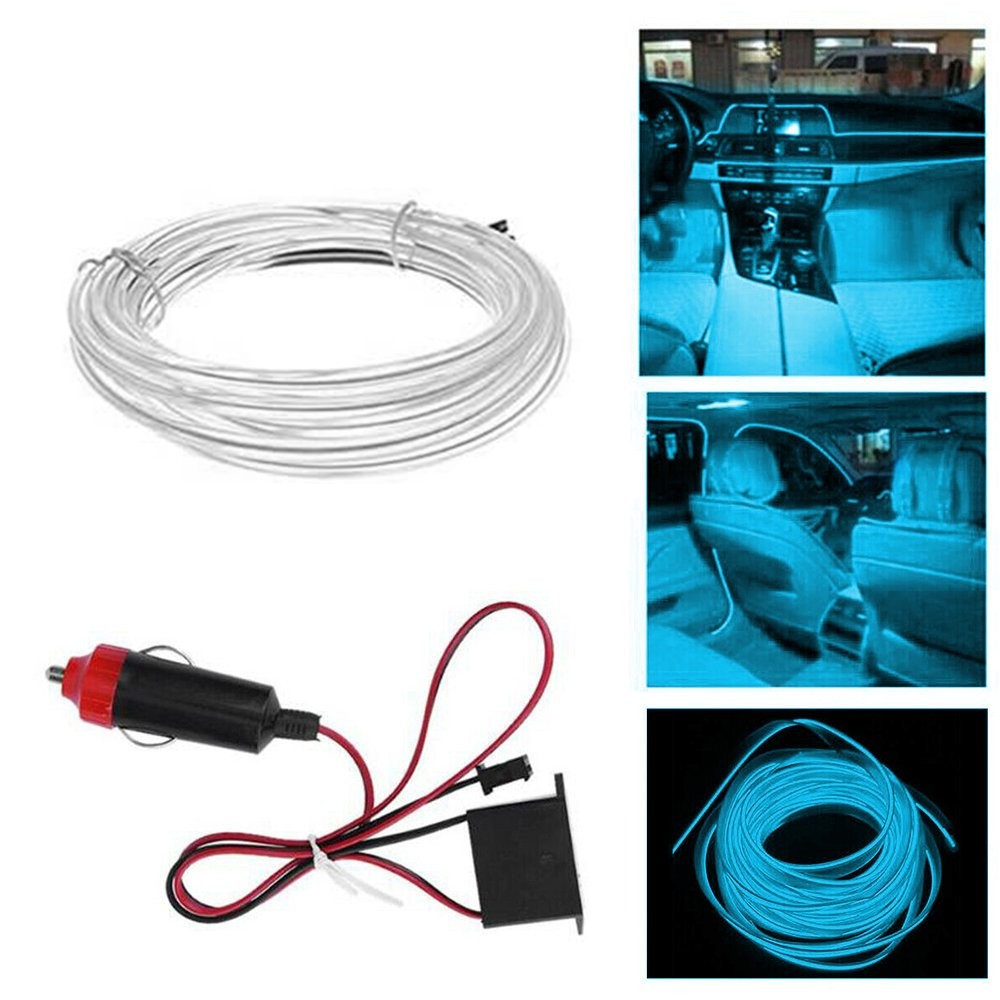 2M Ice Blue LED Car Interior Decor Atmosphere Wire Strip Light Lamp Accessories