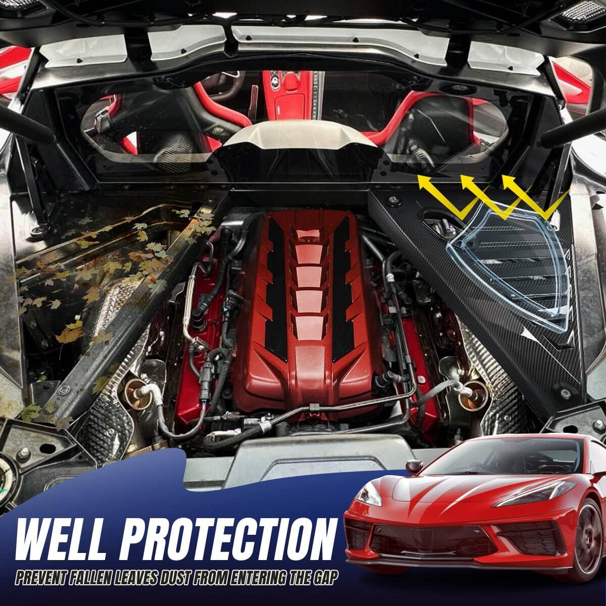 Front Rear Engine Bay Panel Covers Plate Trunk Cargo Mat for Corvette C8 Coupe