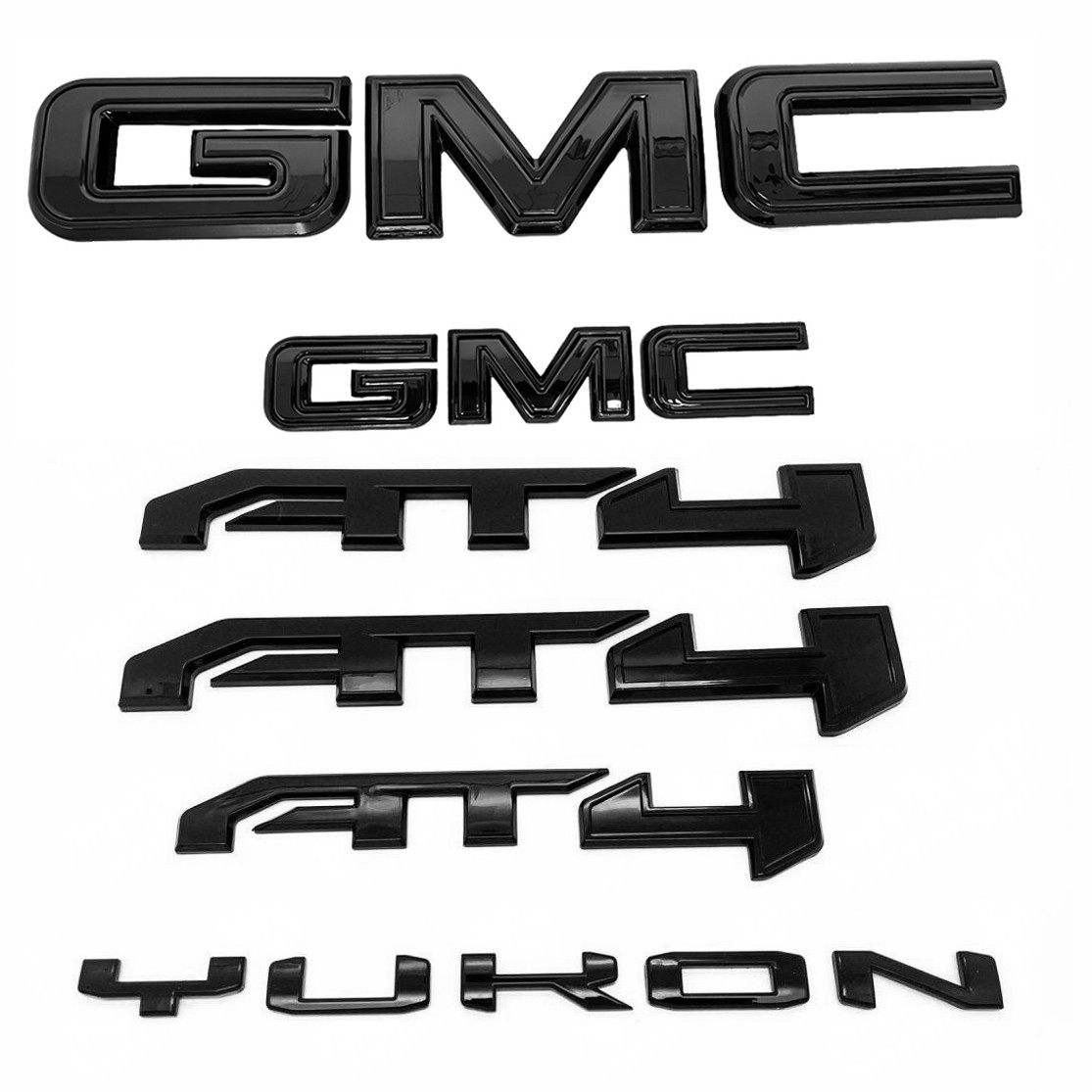 Kit OEM Grille & Rear Black GMC Emblem badge for 2021-2024 Yukon AT4 Gloss