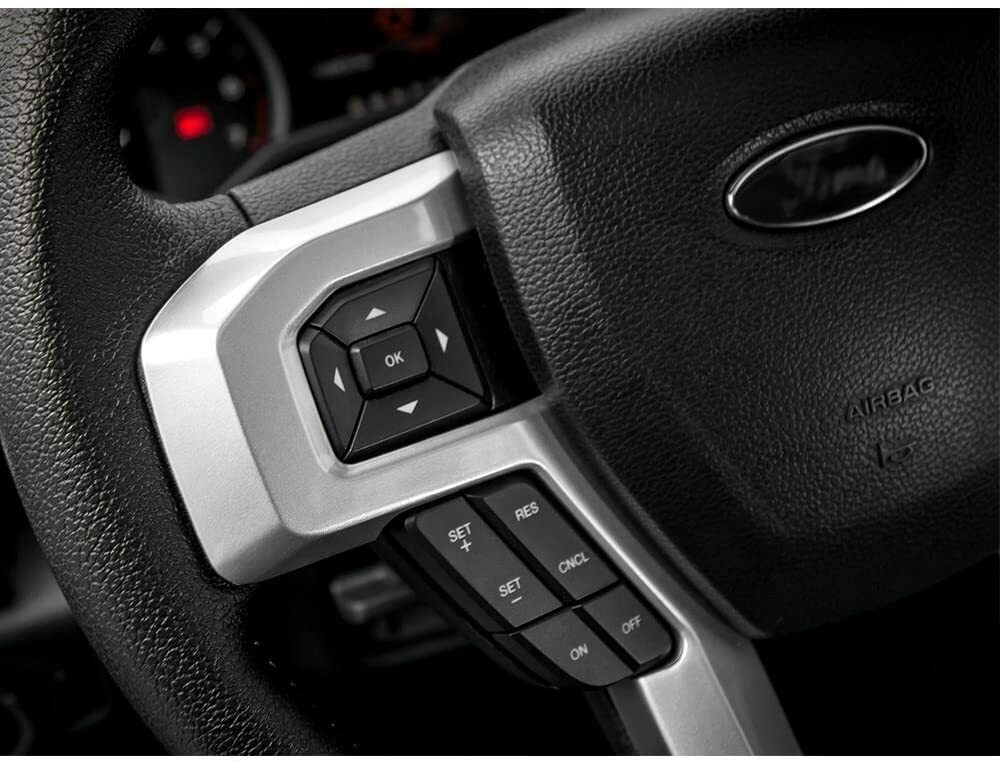✅ For Ford F150 F-150 2015-2020 Silver Steering Wheel Cover Trim Interior Molded