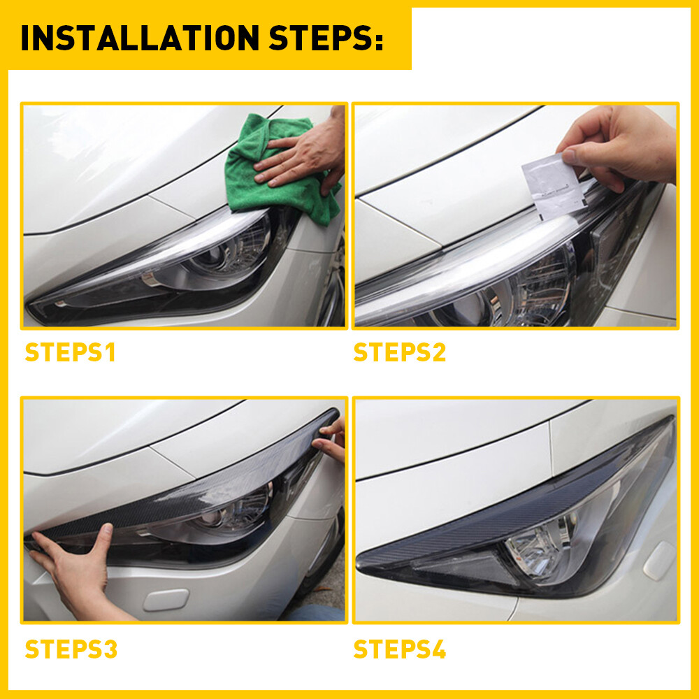 Headlight Eyebrows Eyelid Trim Cover Glossy Black For 2014-2023 Infiniti Q50