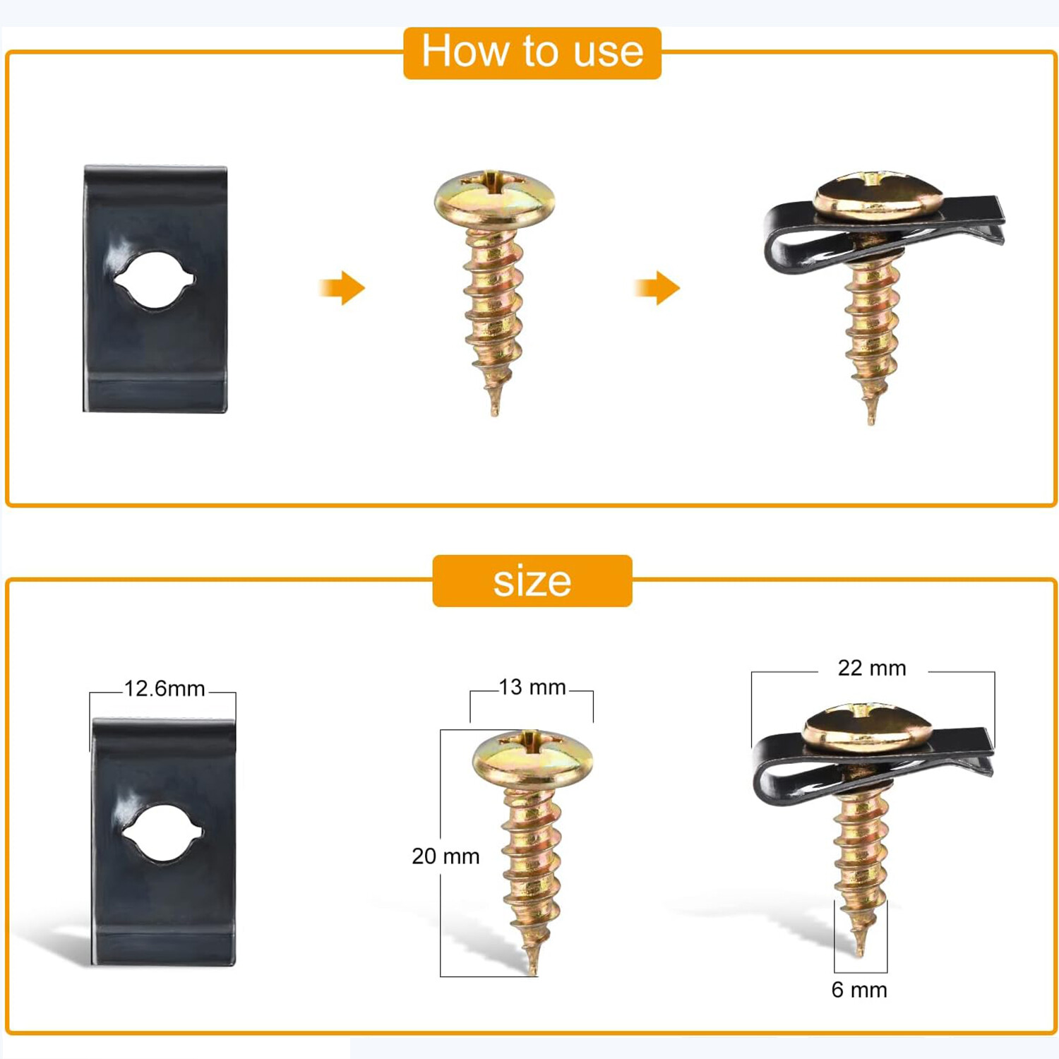 170x Car U-Clip Kit U Nut & Screw Replacement Parts for Dash Door Panel interior