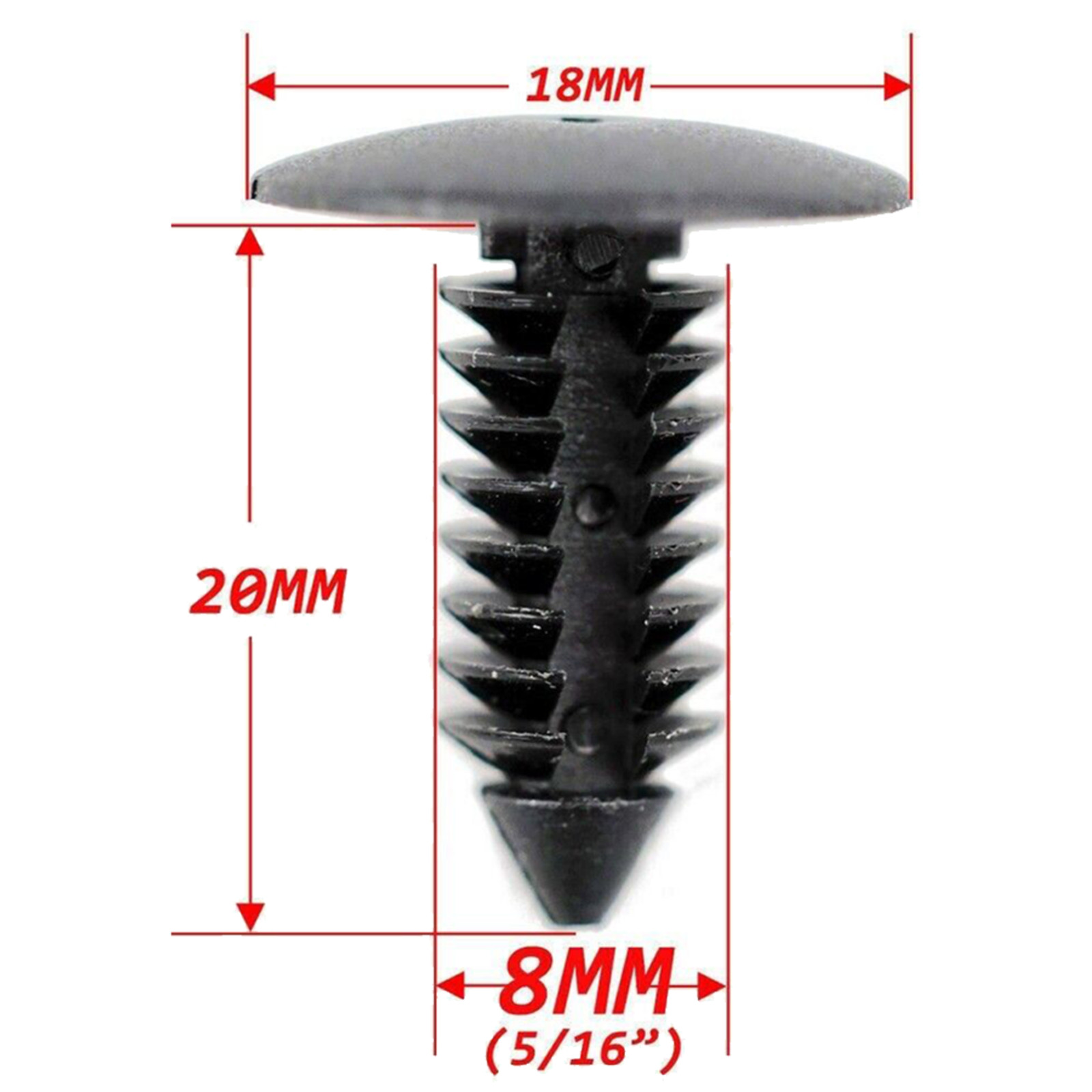 100PCS 8MM tree shaped Bumper Clips Auto Car Hole Rivets Fastener Fender ABS