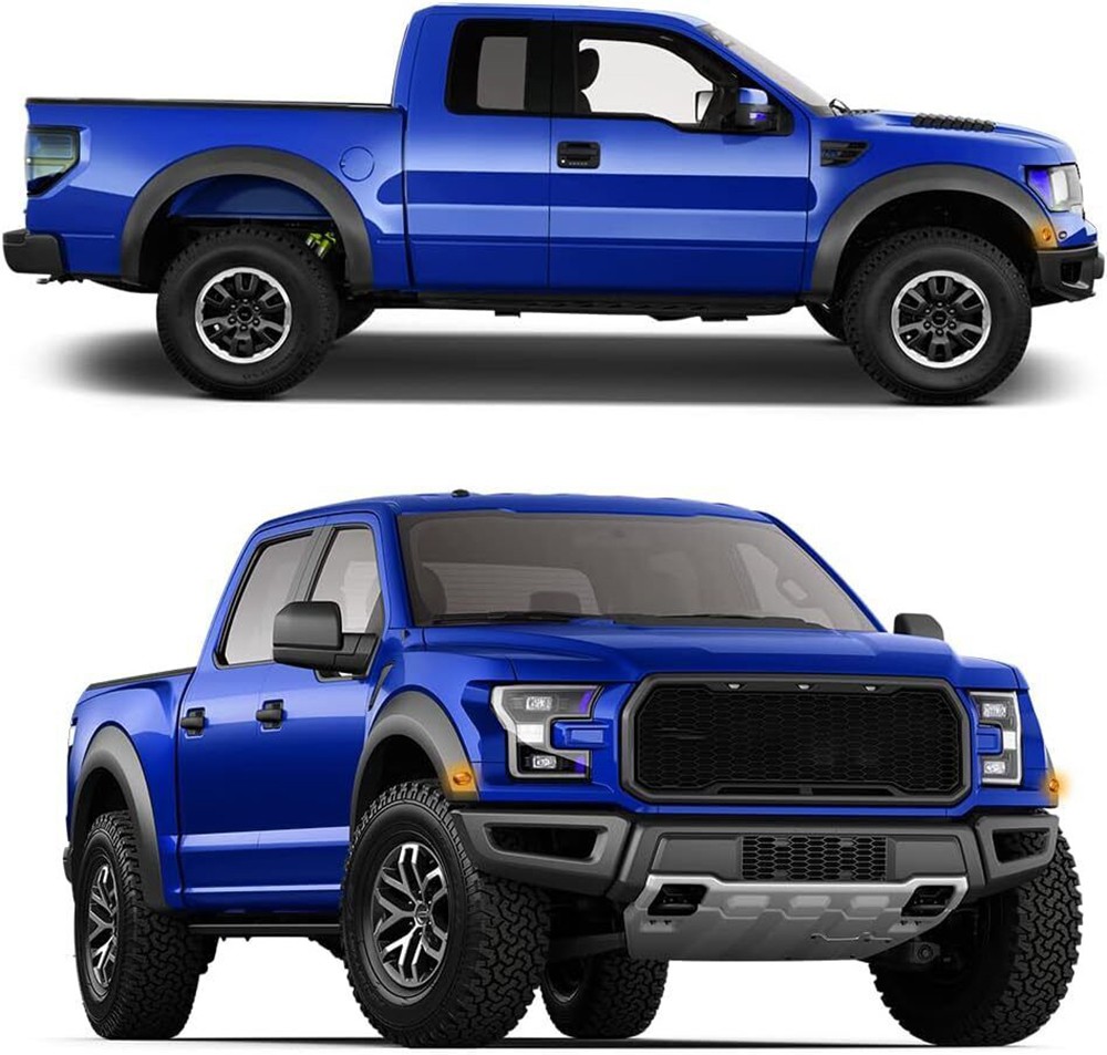 For 2015-2017 Ford F150 Fender Flares w/ Amber LED Light Raptor Style 4pcs Set