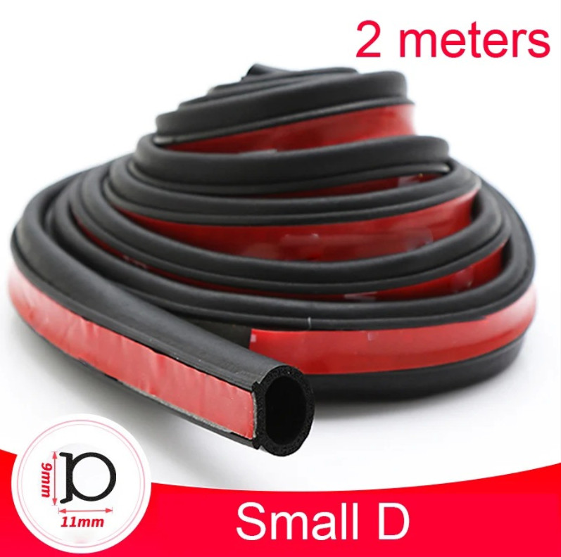 1pc Car Door Seal Strip 2m / 4m / 8m D-Type Rubber Soundproof Sealing Strip