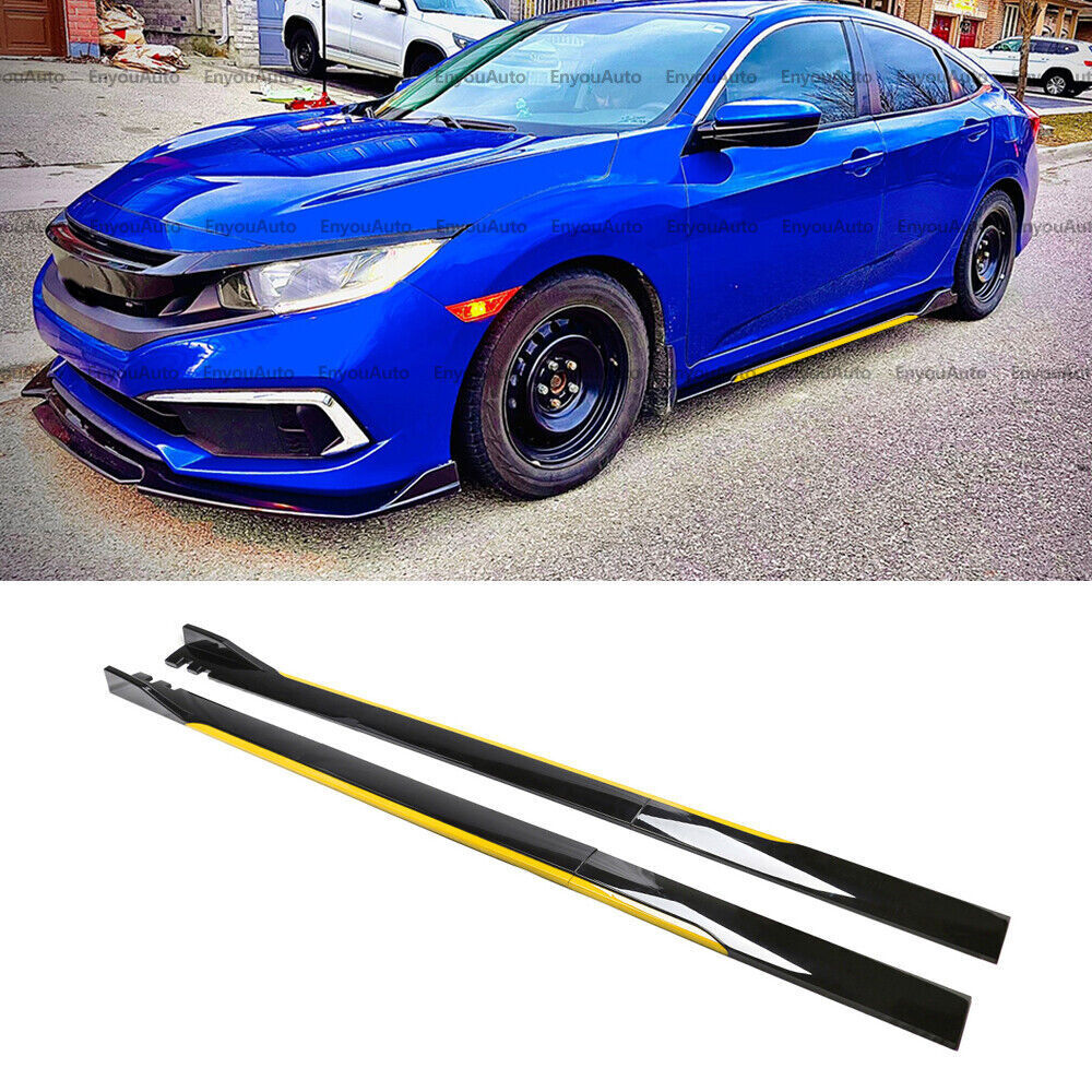 For Mercedes-Benz CLA200 250 86″ Side Skirt Extension Rocker Panel Black Yellow