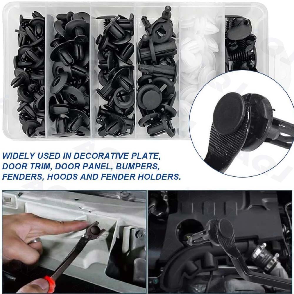 100Pcs Retainer Clips Body Bumper Rivet Retainer Trim Molding Push Pin Clips kit