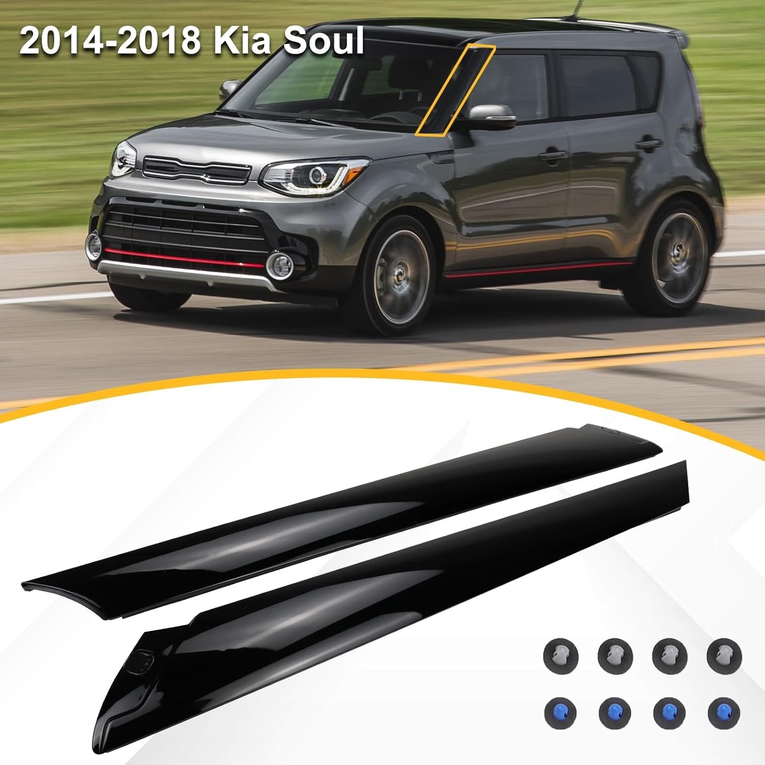 Vehicle-Specific Windshield Trim Pillar Set for 2014-2019 Kia Soul – 2 Pieces
