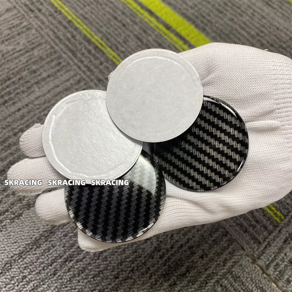 4Pcs 50.0mm ABS Carbon Fiber Look Pattern Wheel Center Hub Cap Sticker Decals