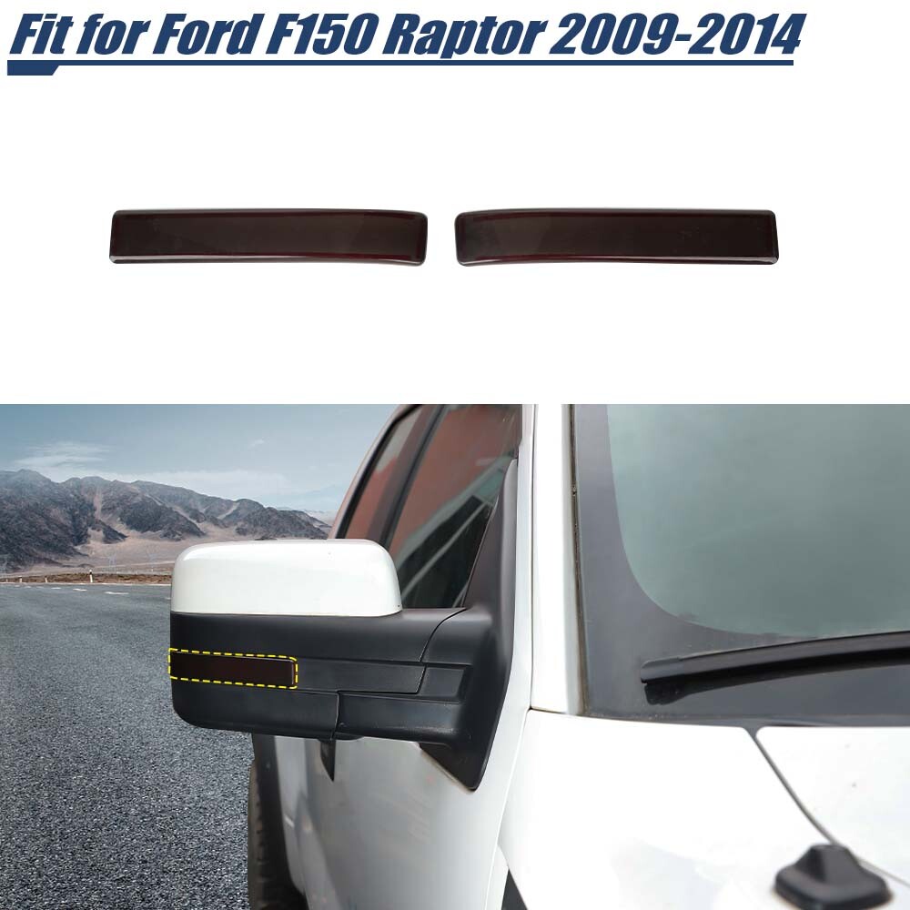 Smoked Black Rearview Mirror Turn Signal Light Cover Trim For Ford F150 2009-14