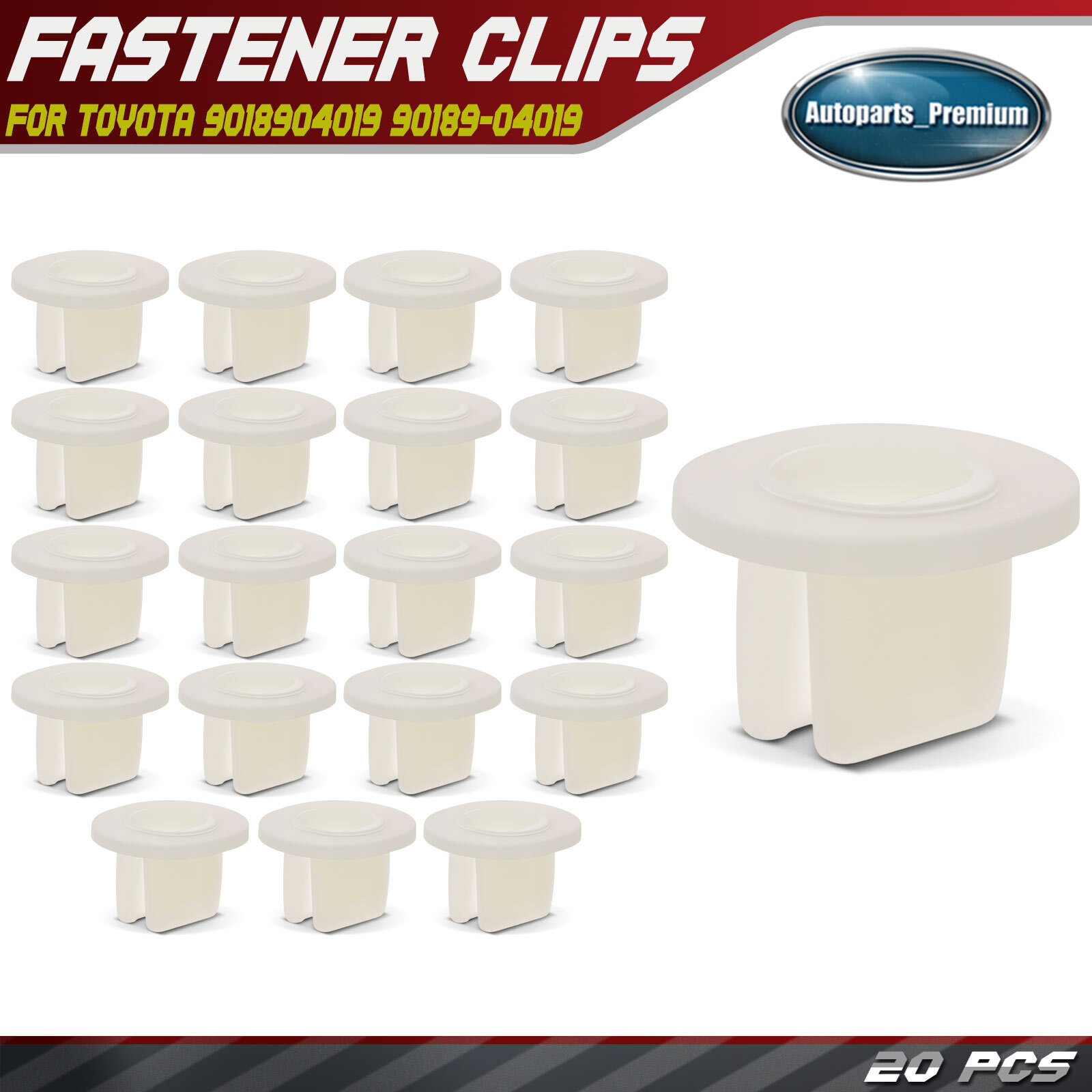 20Pcs 6.5 mm x 8.5 mm Nylon Screw Grommet Retainer Clips for Toyota 9018904019