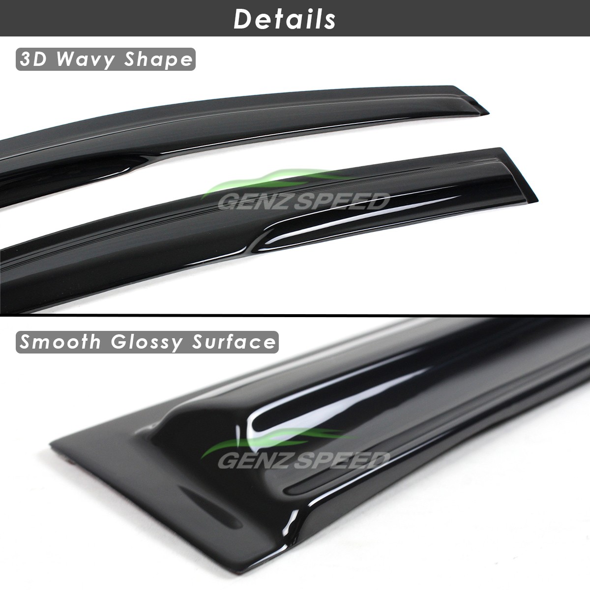For 2009-2014 Honda Fit GE8 3D Wavy JDM Mugen Style Window Visors Rain Guards