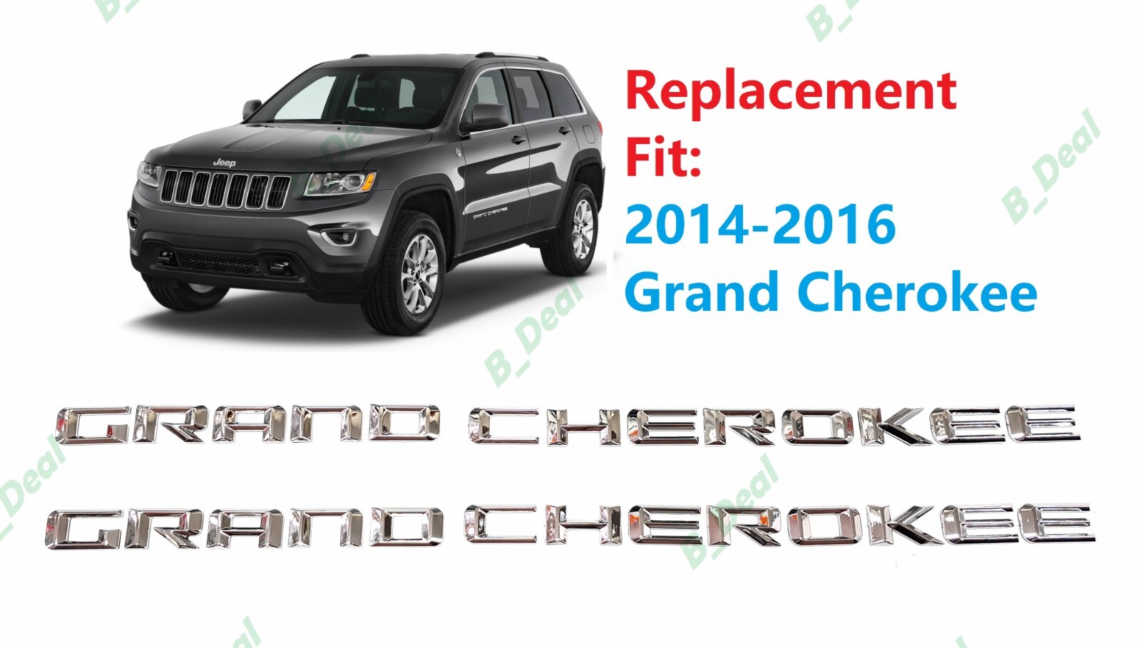 Chrome Door Grand Cherokee Letters Emblems Fit 2014-2016