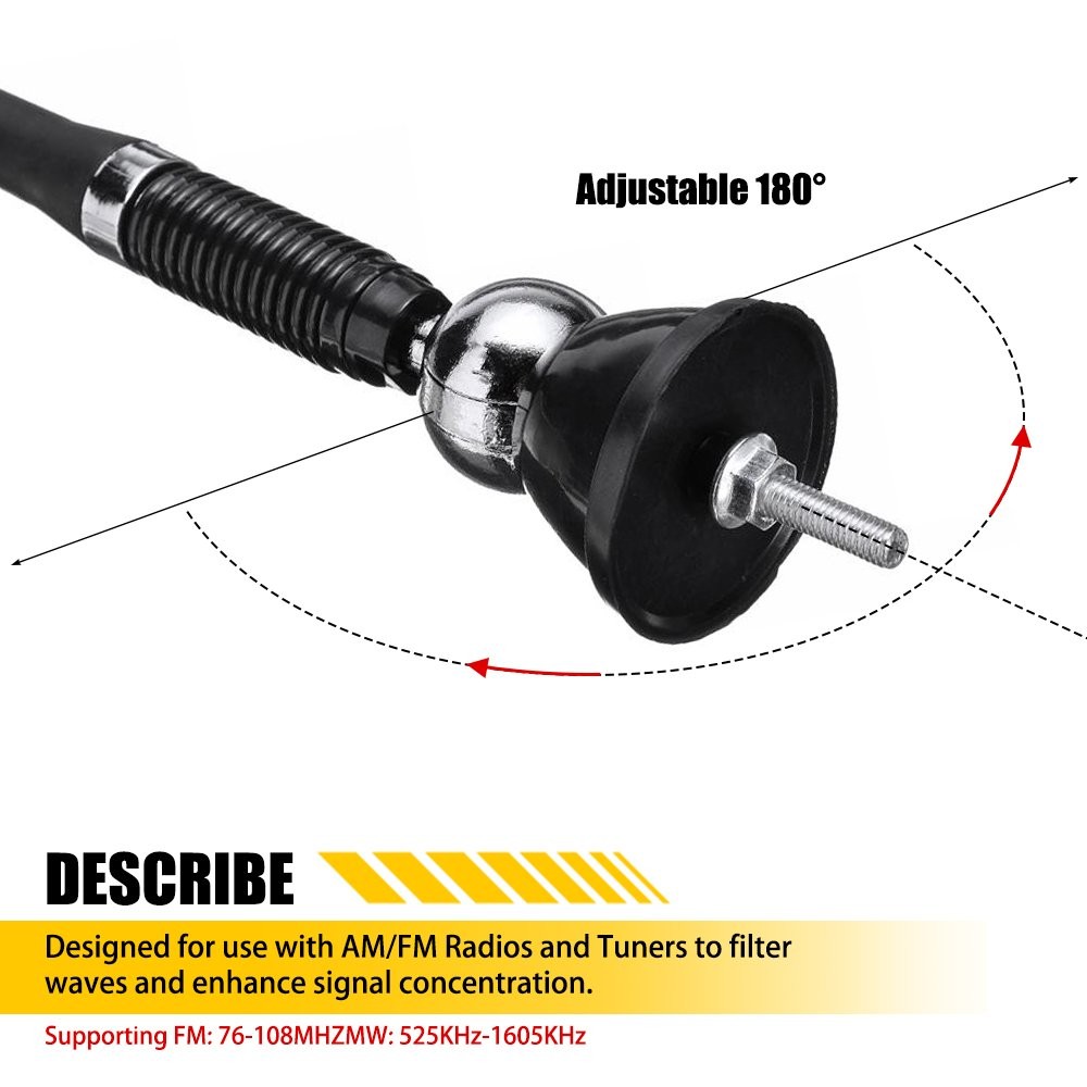 7/9/11/16″ Swivel Base Mount Car AM/FM Radio Amplified Signal Aerial Antenna Mou