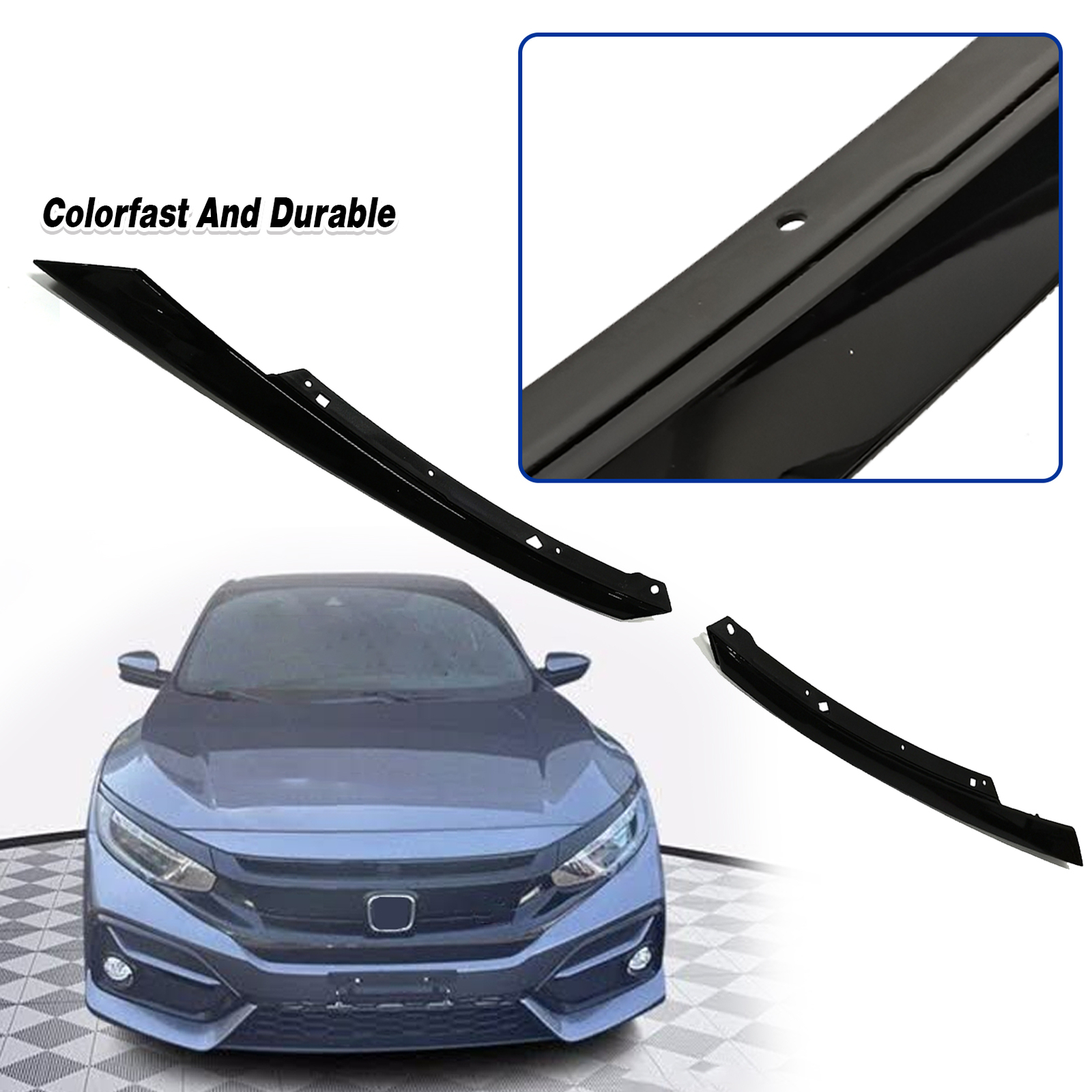 Headlight Eyelid Eyebrows Cover For 19-21 Honda Civic Type-R Style Gloss Black