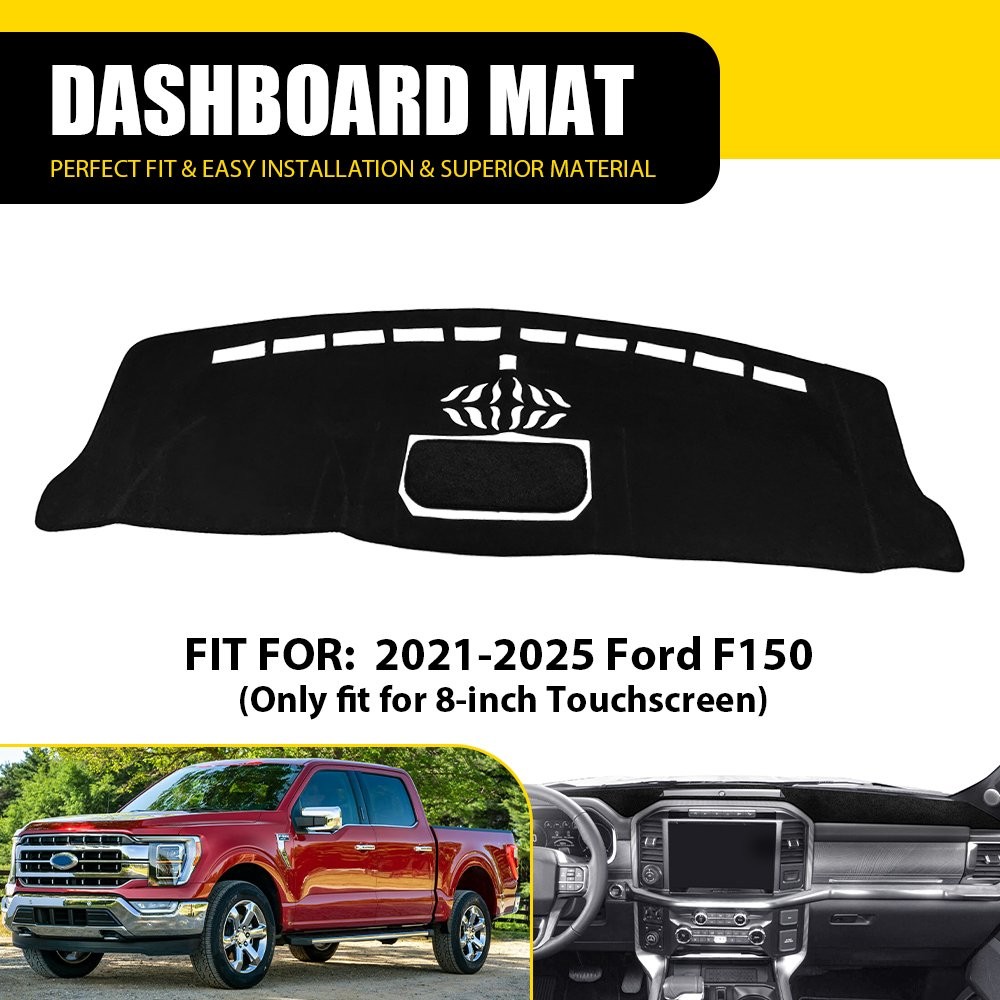Dash Cover Interior Mat Pad for 2021-2025 Ford F150 Dashboard Mat Carpet Black