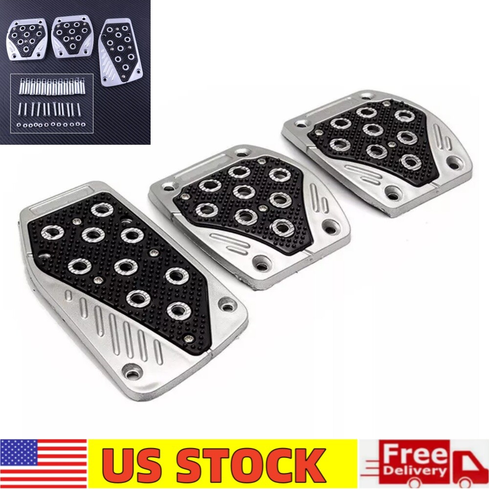 Aluminum Alloy+ PVC Car Pedal Covers Auto Manual Transmission Brake Pad Cover US