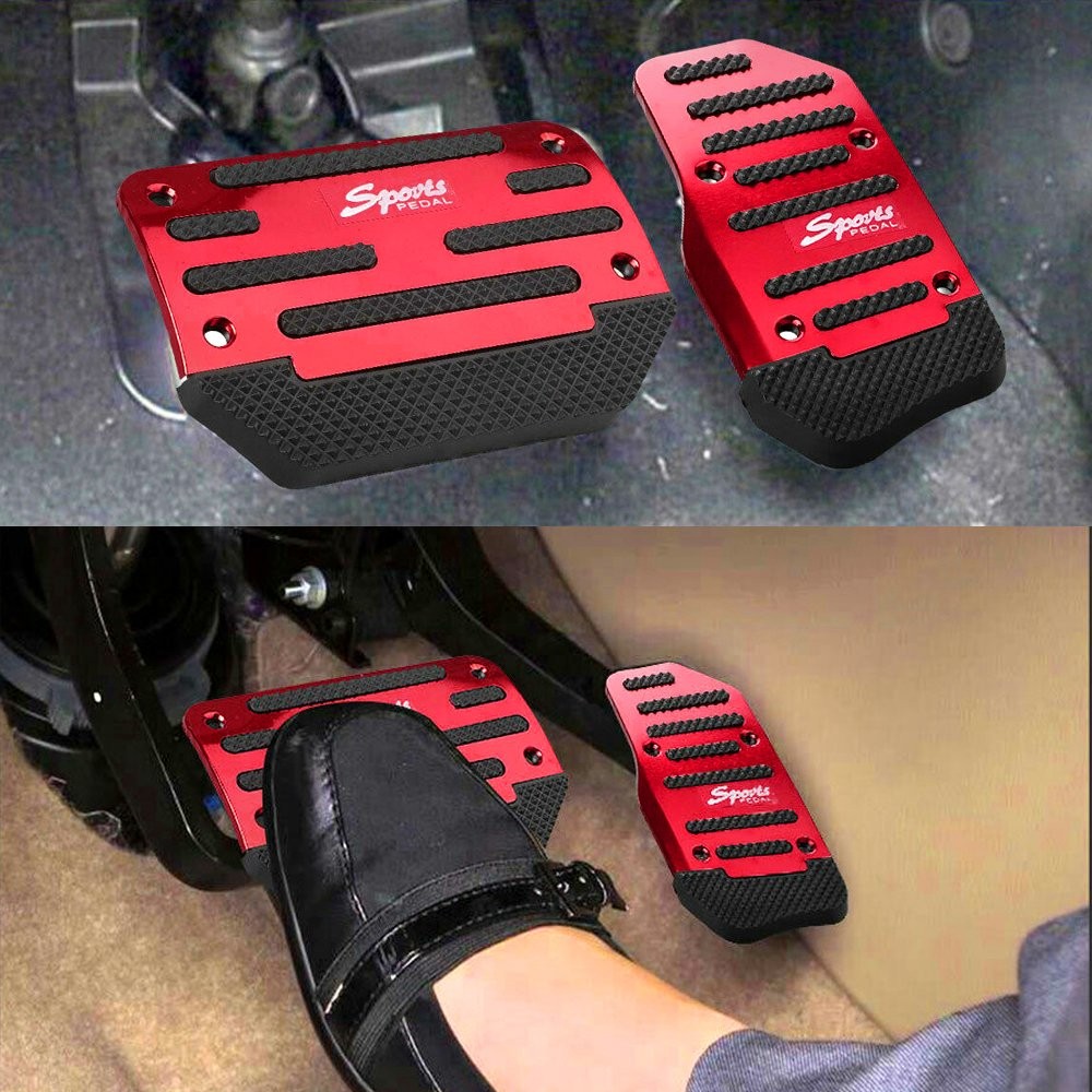 2x Red Non-Slip Automatic Gas Brake Foot Pedal Pad Cover Car Accessories Parts D