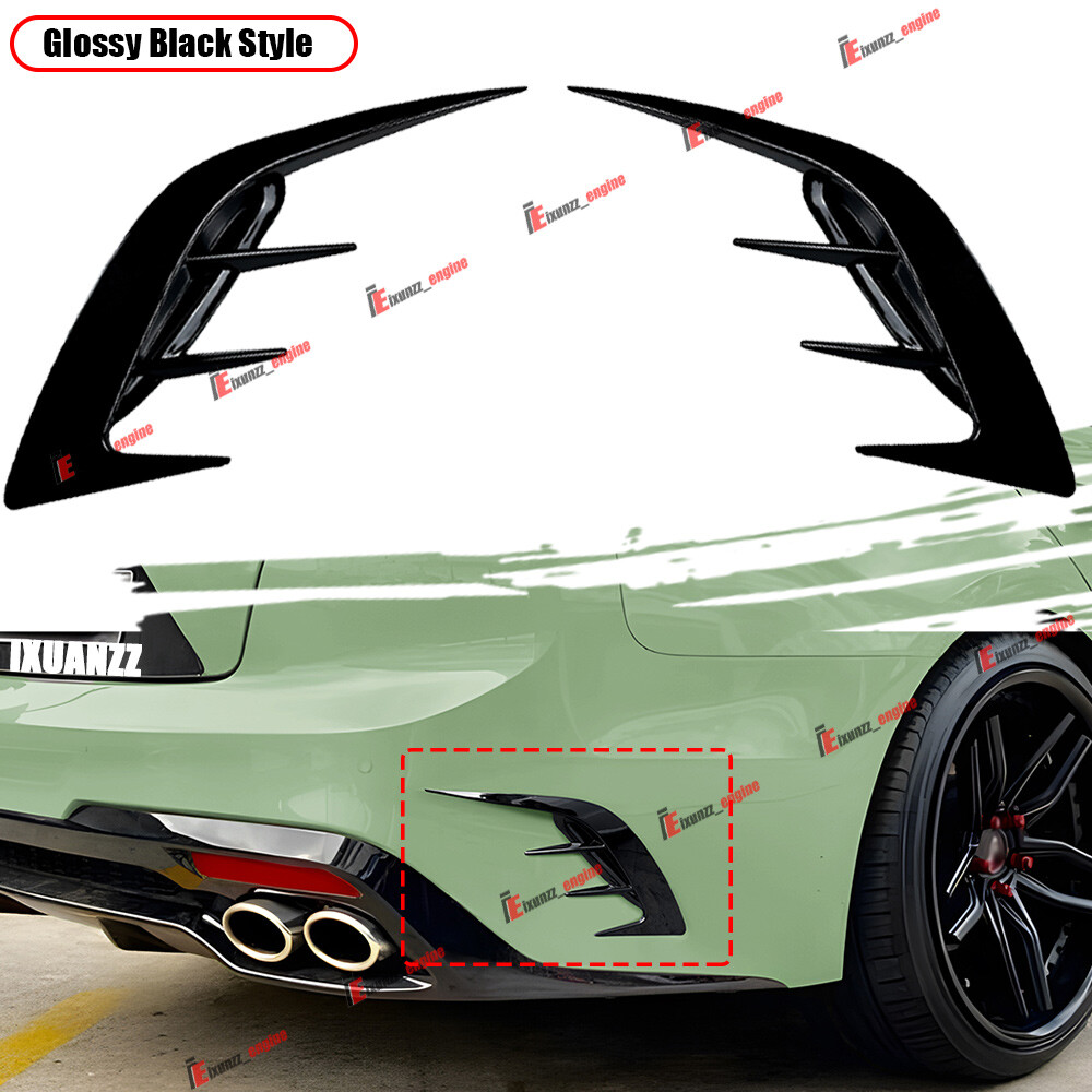 For KIA Stinger 2017-2023 Gloss Black Rear Bumper Side Vent Canard Cover Kit