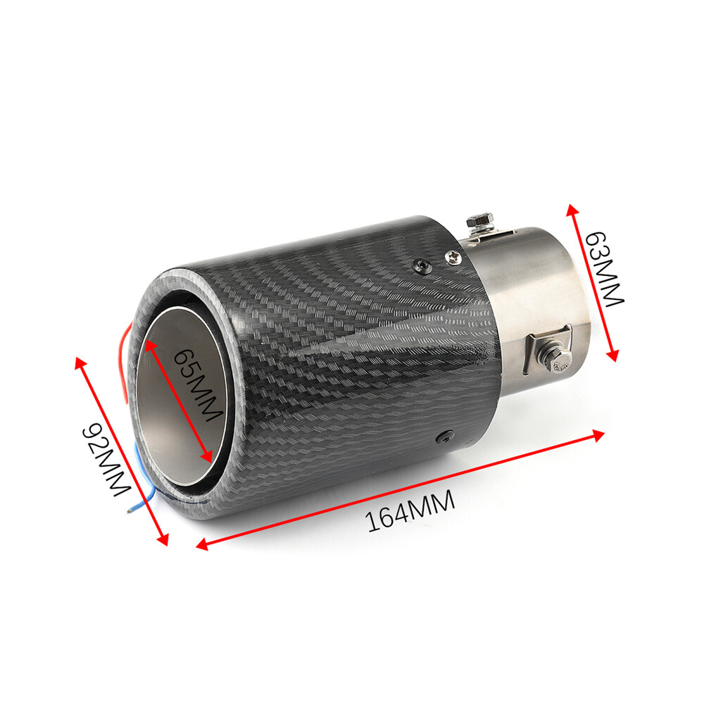 2Pcs Inlet Car Muffler Exhaust Tip Tail Pipe LED Lights Carbon Fiber Accessories
