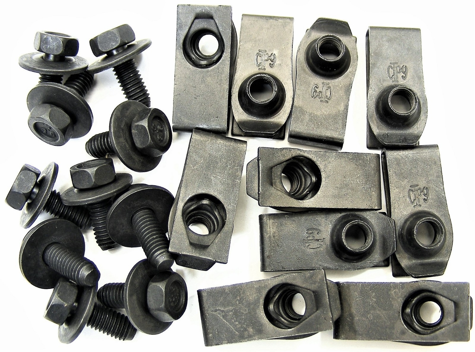 FORD TRUCK Body Bolts & U-nut Clips- M6-1.0 x 16mm- 10mm Hex- 20pcs (10ea)- #378