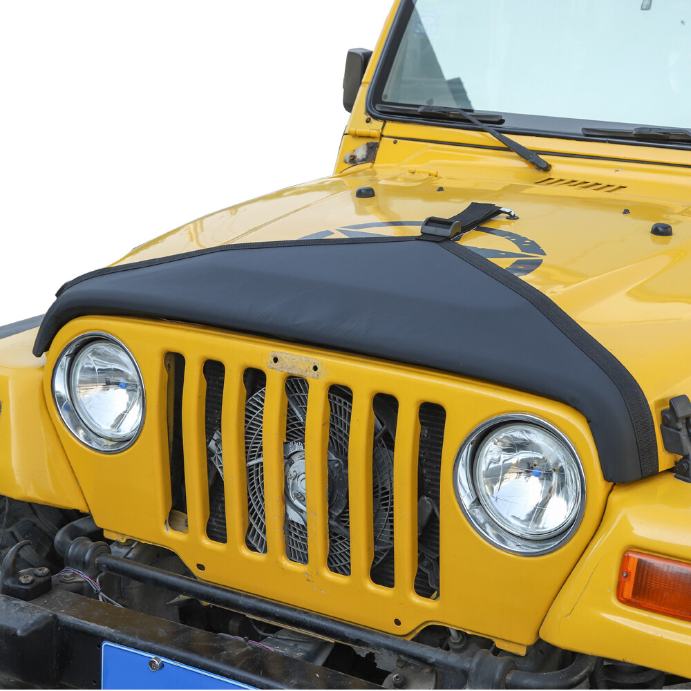 Front Hood Engine Bra Cover T-Style Protector For Jeep Wrangler TJ 1997-06 Black