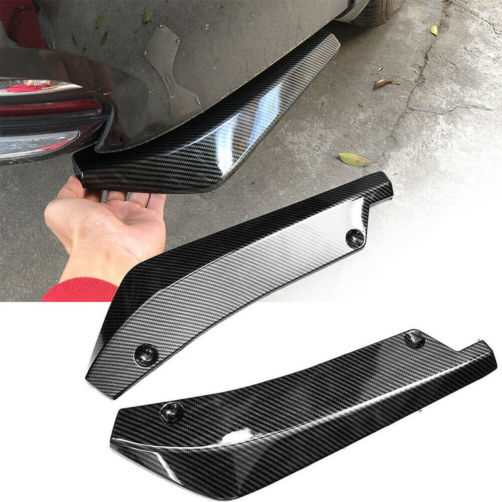 2Pcs Rear Bumper Chin Lip Spats Apron Splitter Carbon Fiber Look