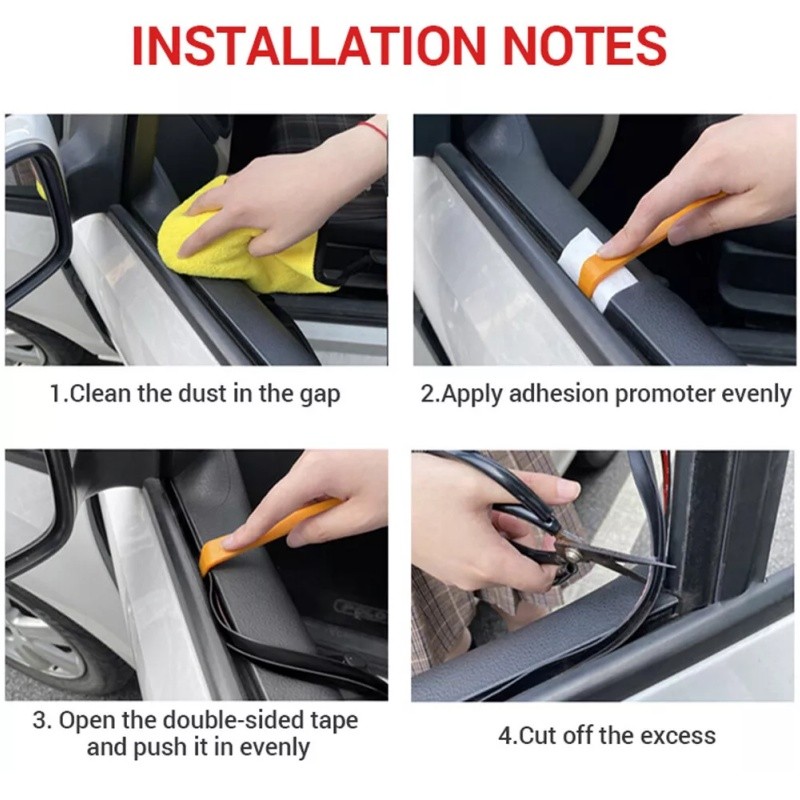 Universal V-Shaped Rubber Automotive Window Seal Strip Trim w/ Installation Tool
