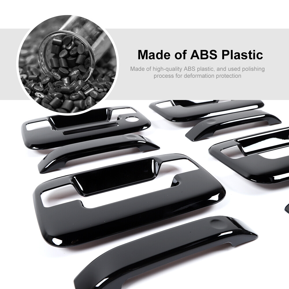 Exterior Side + Tail Door Handle Bowl Decor Cover Trim For 09-14 Ford F150 Black