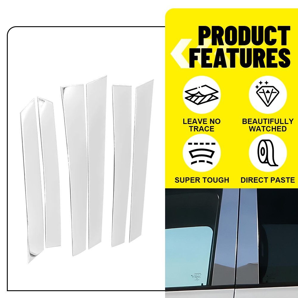 6Pcs Window Pillar Posts Door Trim Chrome Cover Set For Honda CRV 2007-2011