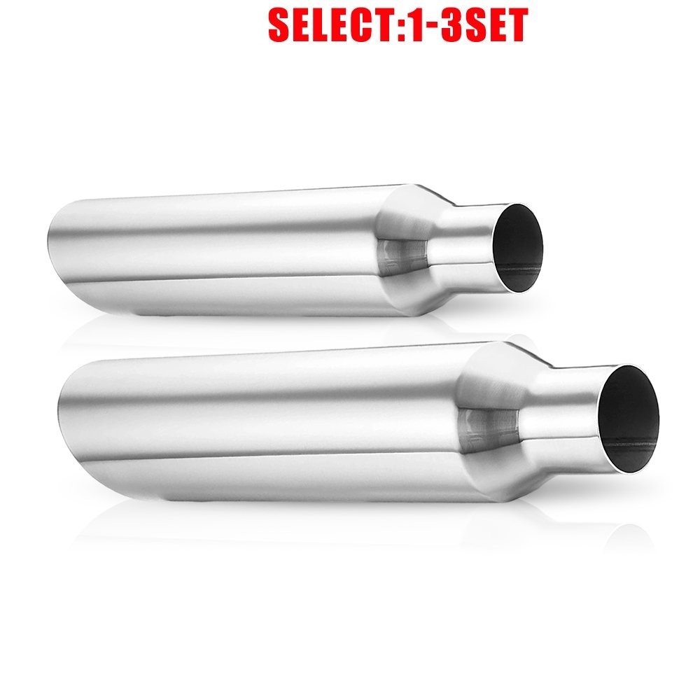 17 Inch Long Stainless Steel Exhaust Tip 2.5Inch Inlet 4 Inch Outlet Silver 2-6X