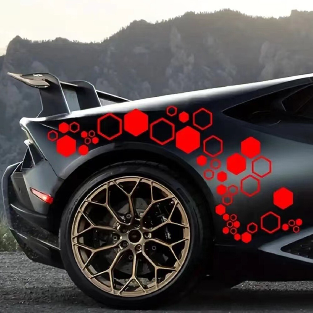 DIY Car SUV RV Honeycomb Decals Hexagonal Graphics Sticker 52PCS Body Side Decor