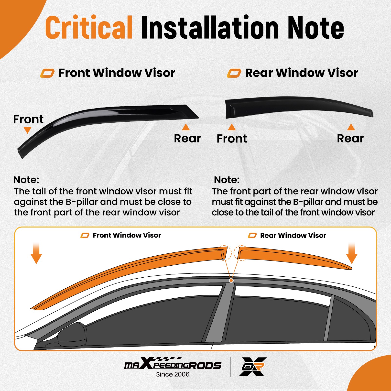 Acrylic Window Visors Rain Guards Set for Nissan Altima 2019-2024 Black 4pcs