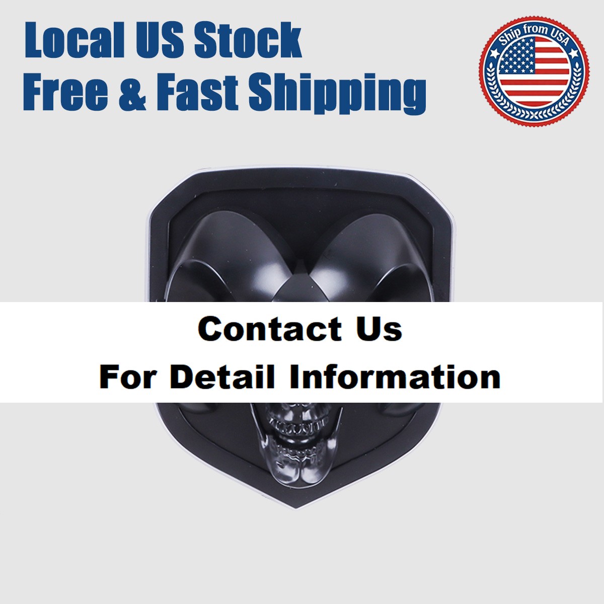 Front Grille Emblem Skull Style Badge Matte Black For 2013-18 Ram 1500 2500 3500