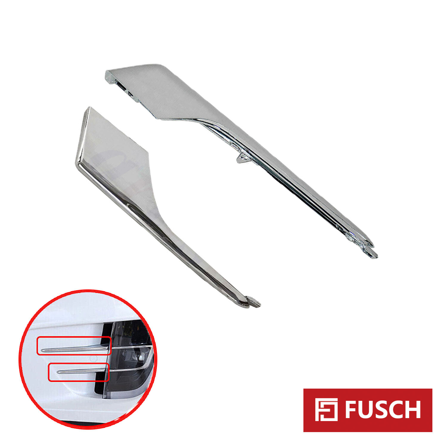 Upper+Lower Front Bumper Fog Light Chrome Trim Molding Left 2x for Tesla Model X