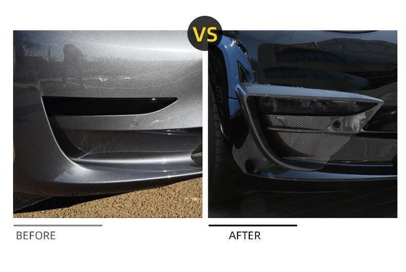 For Tesla Model 3 2017-2023 Carbon Fiber Front Fog Light Lamp Spoiler Cover Trim
