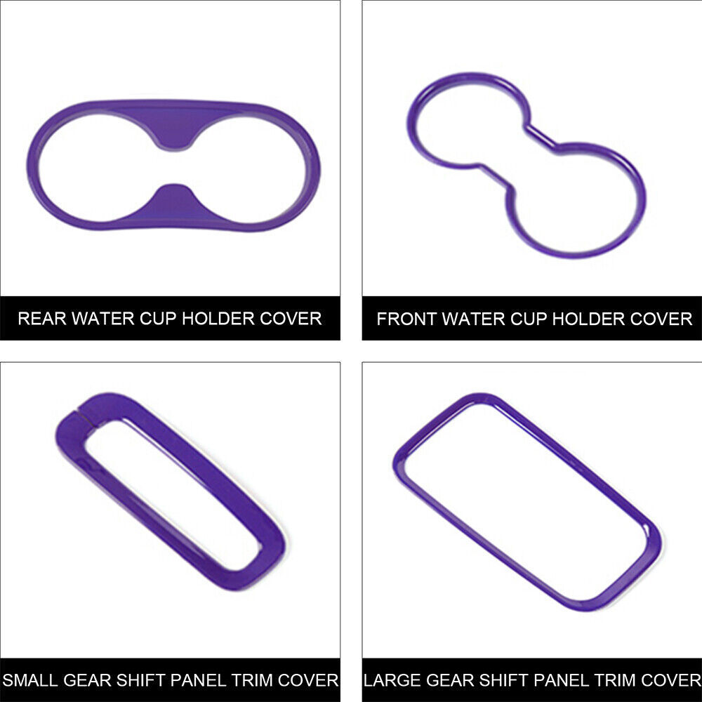 Cup Holder Trim Gear Shift Cover for Jeep Wrangler JK 2011-17 Purple Accessories