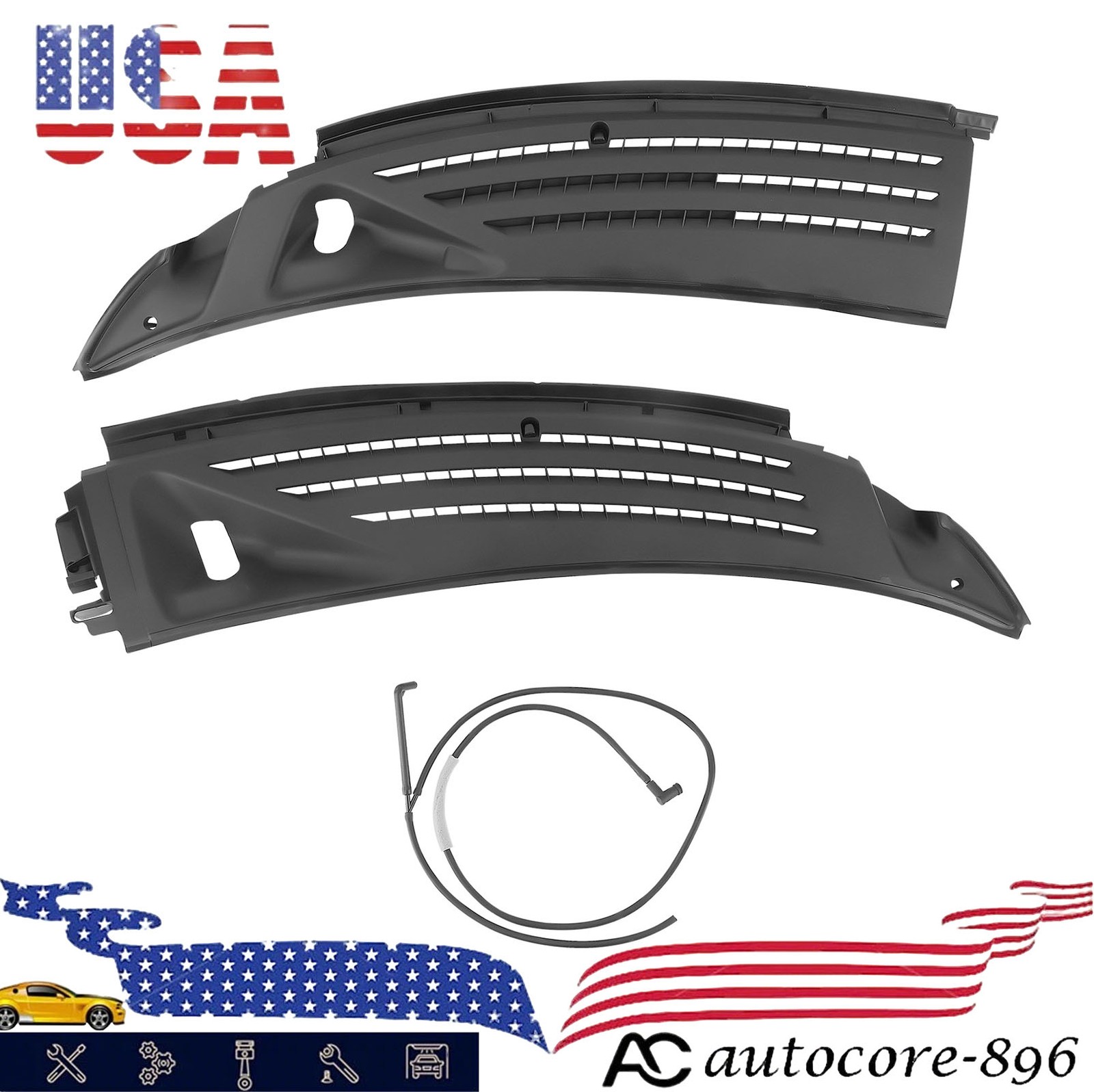 Front Cowl Panel Grille Vents Windshield Wiper Set w/Seals for 09-14 Ford F150