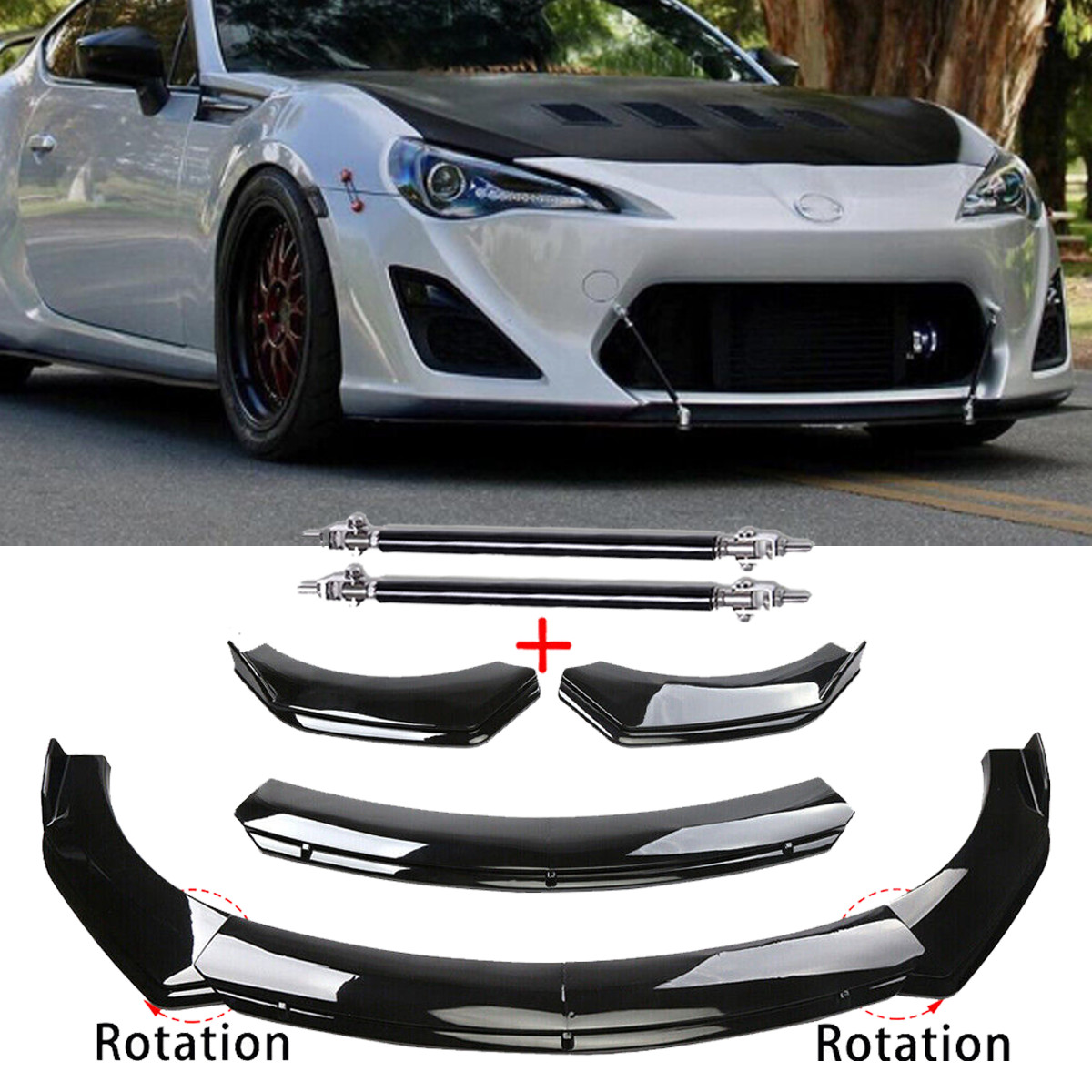 Front Bumper Lip Splitter Spoiler Gloss Black Bod Kit For Scion TC 2011-2016