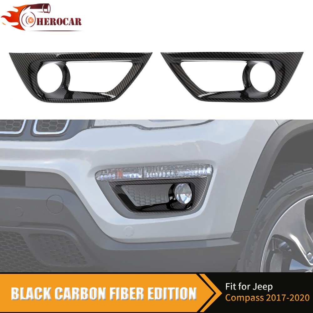Carbon Fiber Front Fog Light Lamp Covers for Jeep Compass 2017-2020 Accessories