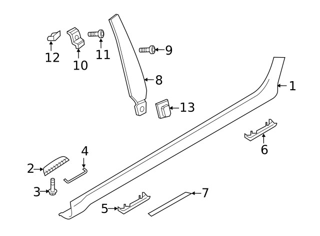 Genuine Audi Rocker Panel Molding Cap 4G8-853-445-GRU