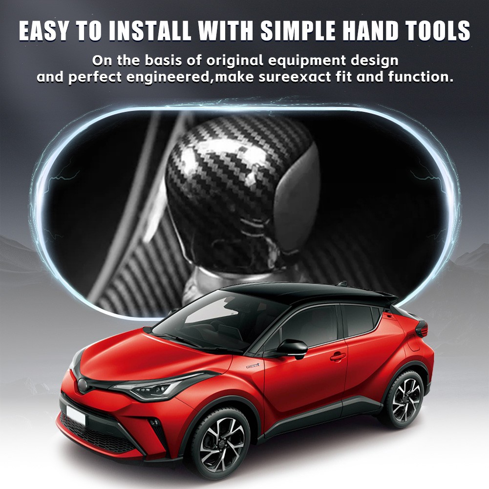 Gear Shift Knob Head Cover Trim Carbon Fiber ABS For Toyota C-HR 2018-2022