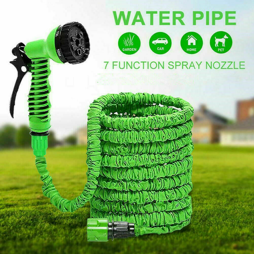 100FT Expandable Flexible Garden Water Hose Pipe 30M with Spray Nozzle Gun NEW