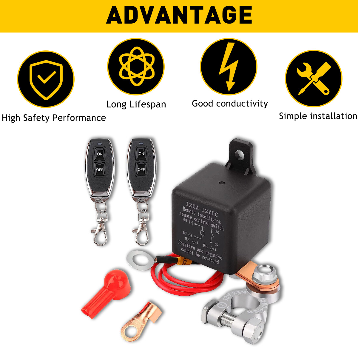 Car Battery Disconnect Cut Off Isolator Master Switch W/ Wireless Remote Control